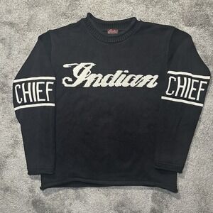 Indian Motorcycle Chief Black Cotton Knit Sweater See Measurements *READ*